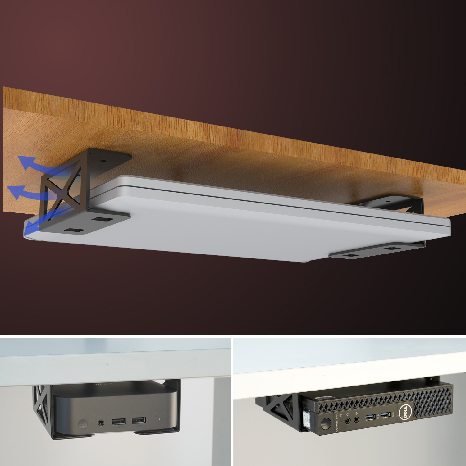 Laptop Accessories Holder - Under Desk Laptop/Mini PC Storage Mount,CPU