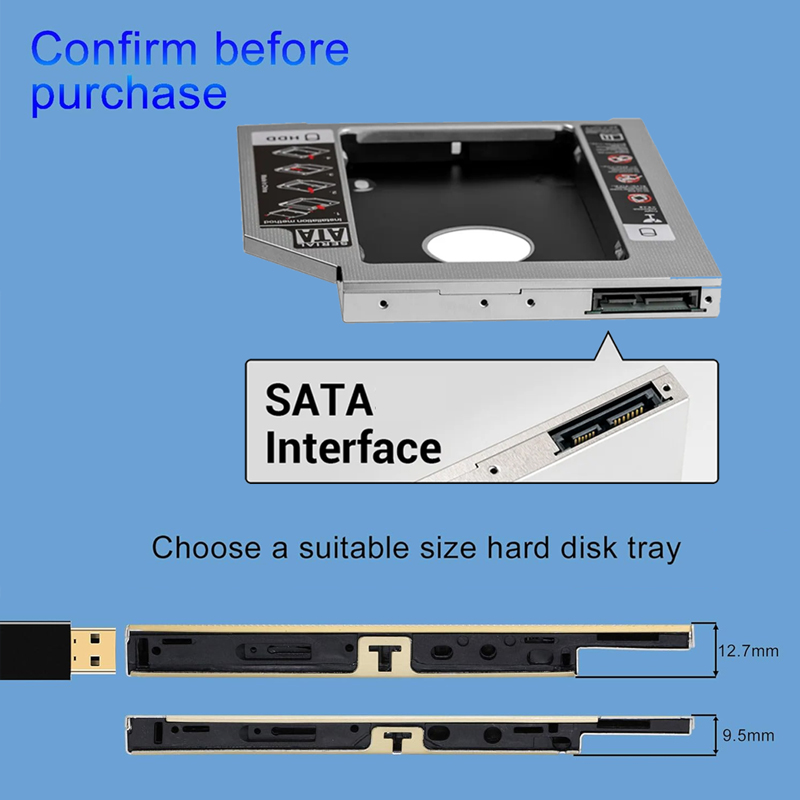 HDD SSD Caddy Adapter SATA 3.0 - Laptop Accessories Holder avis et prix